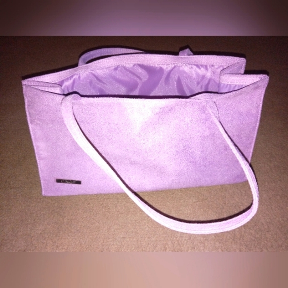 Clinique suede light purple handbag